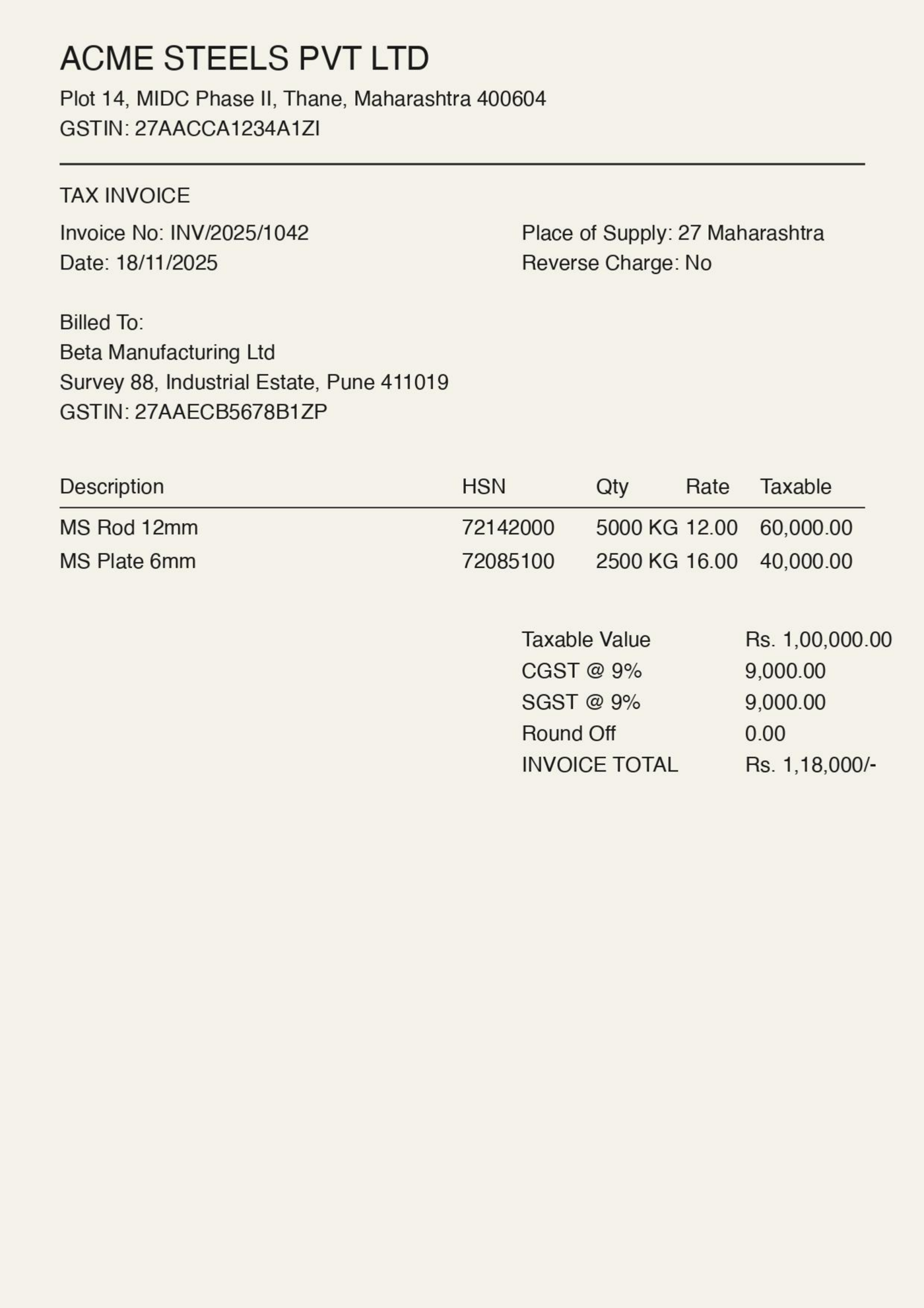 Scanned invoice under review